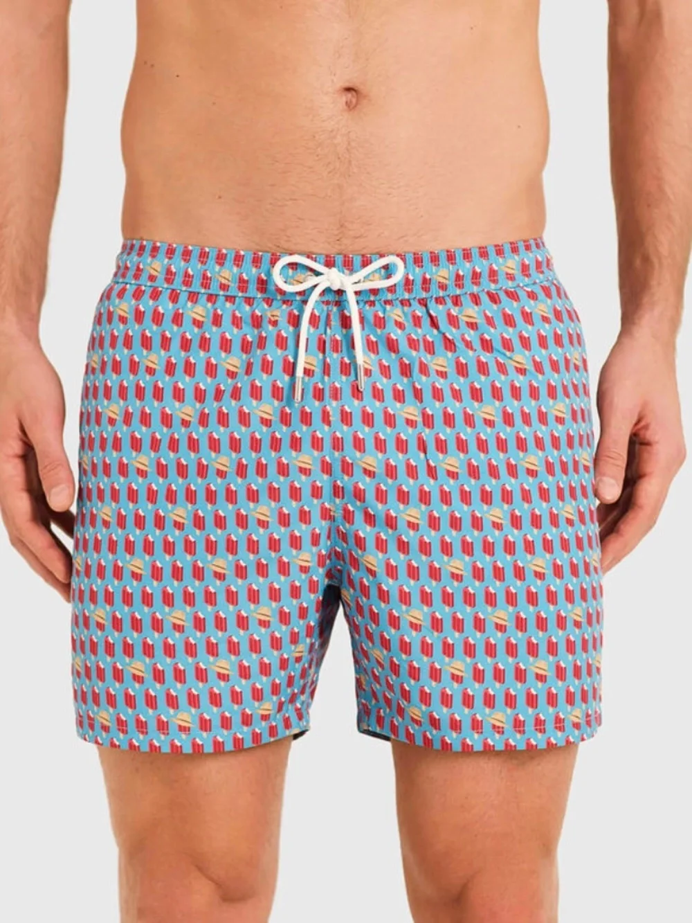 Yamamay Men’s Swim Trunks XL Turquoise Red Popsicle Hat Print Board Shorts